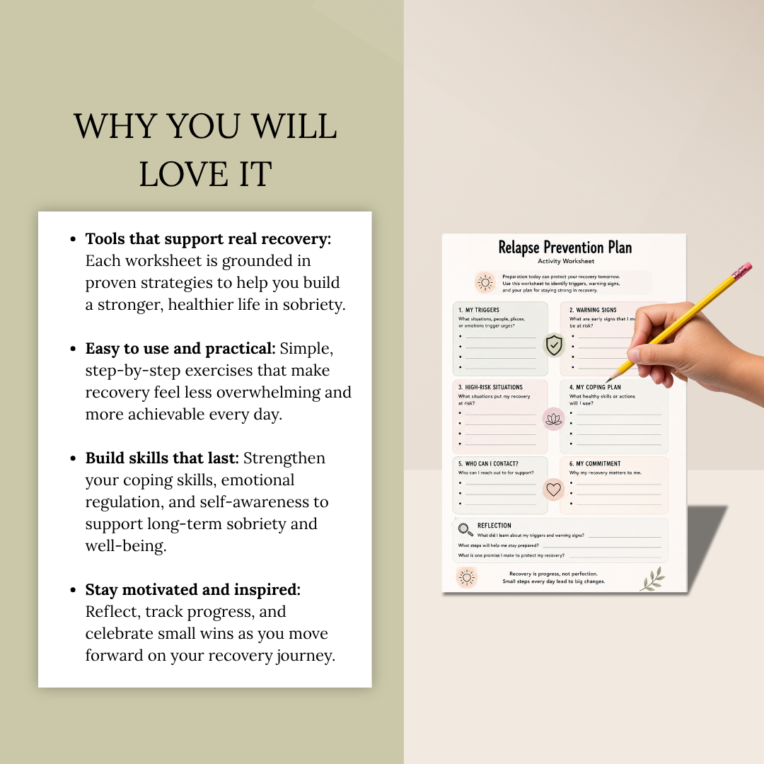 Sobriety Mega Bundle, Addiction Recovery Worksheets, Relapse Prevention Plan, Recovery Workbook & More