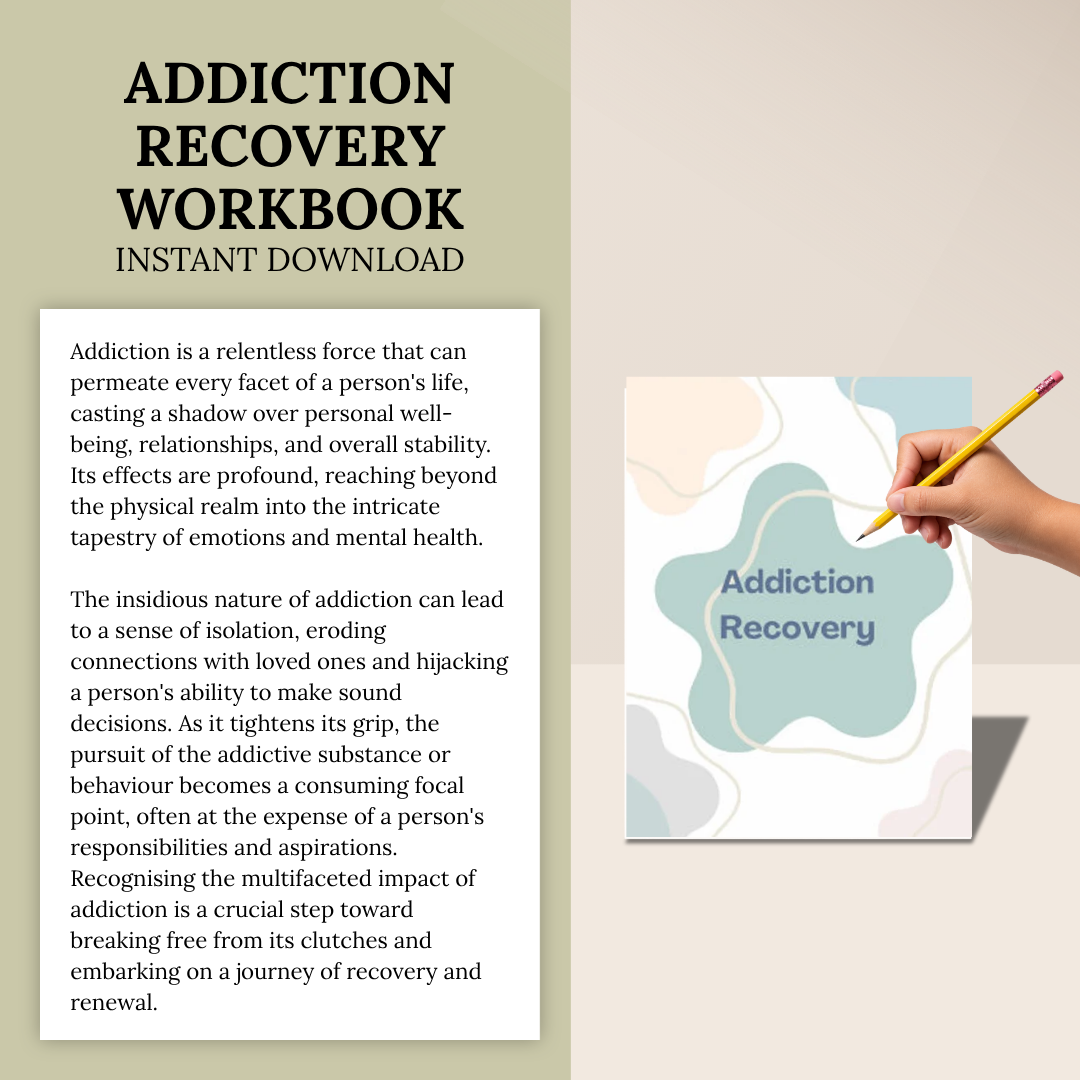 Addiction Recovery Workbook, Relapse Prevention, Instant Download