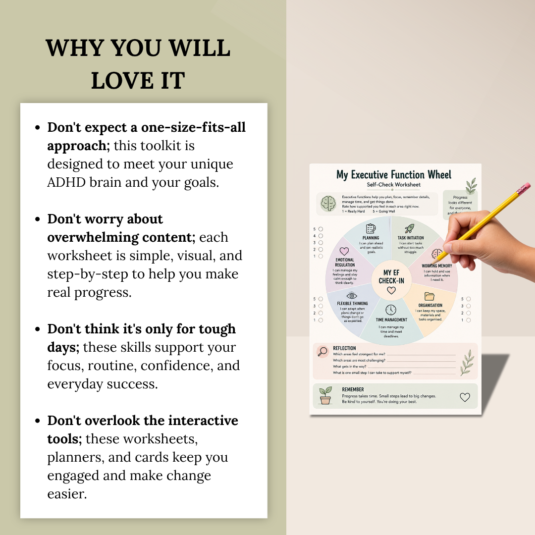 ADHD Executive Functioning Bundle, Executive Functioning Toolkit & Planner, Instant Download